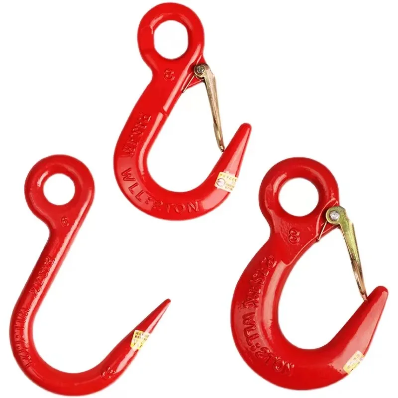 5 ton g80 wide mouth hooks with Safety Latch container hook for lifting and hoisting