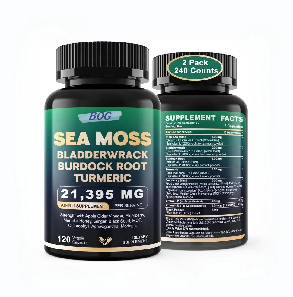 OEM/ODM Amazon Hot Sale Shilajit Sea moss black seed oil ashwagandha Ginger Capsules Supplement for Immunity