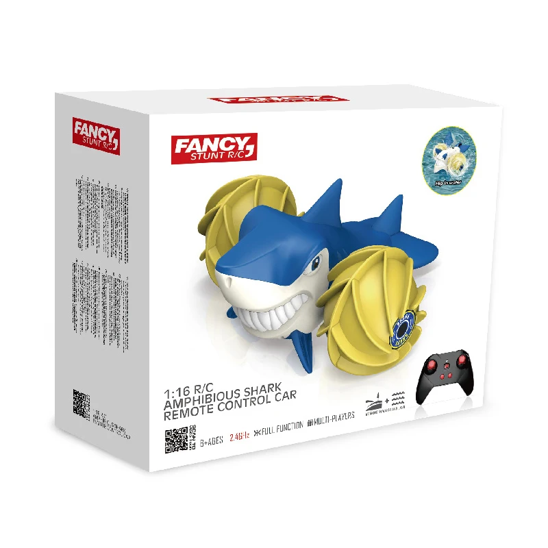 2021 New 2.4G 1:16 Remote Control Shark Amphibious Stunt Car RC Vehicle for sale For Kids 2 IN 1 water on road