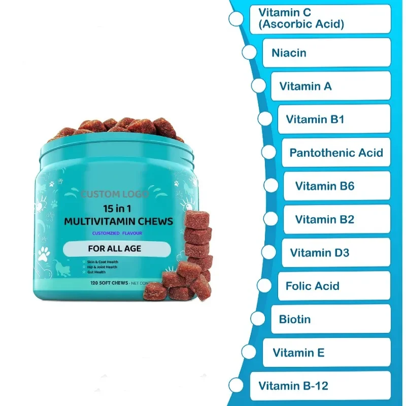 OEM Pet Supplement Multivitamin for Dogs and Cats Joint Skin Coat Gut Health Digestive Probiotics Immune System