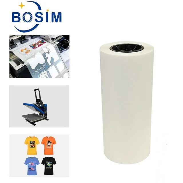 Bosim 30 60cm DTF Film Roll Dual Side Printing Film T-shirt Fabric DTF Printer Heat Press Transfer PET Film Hot/cold Peel