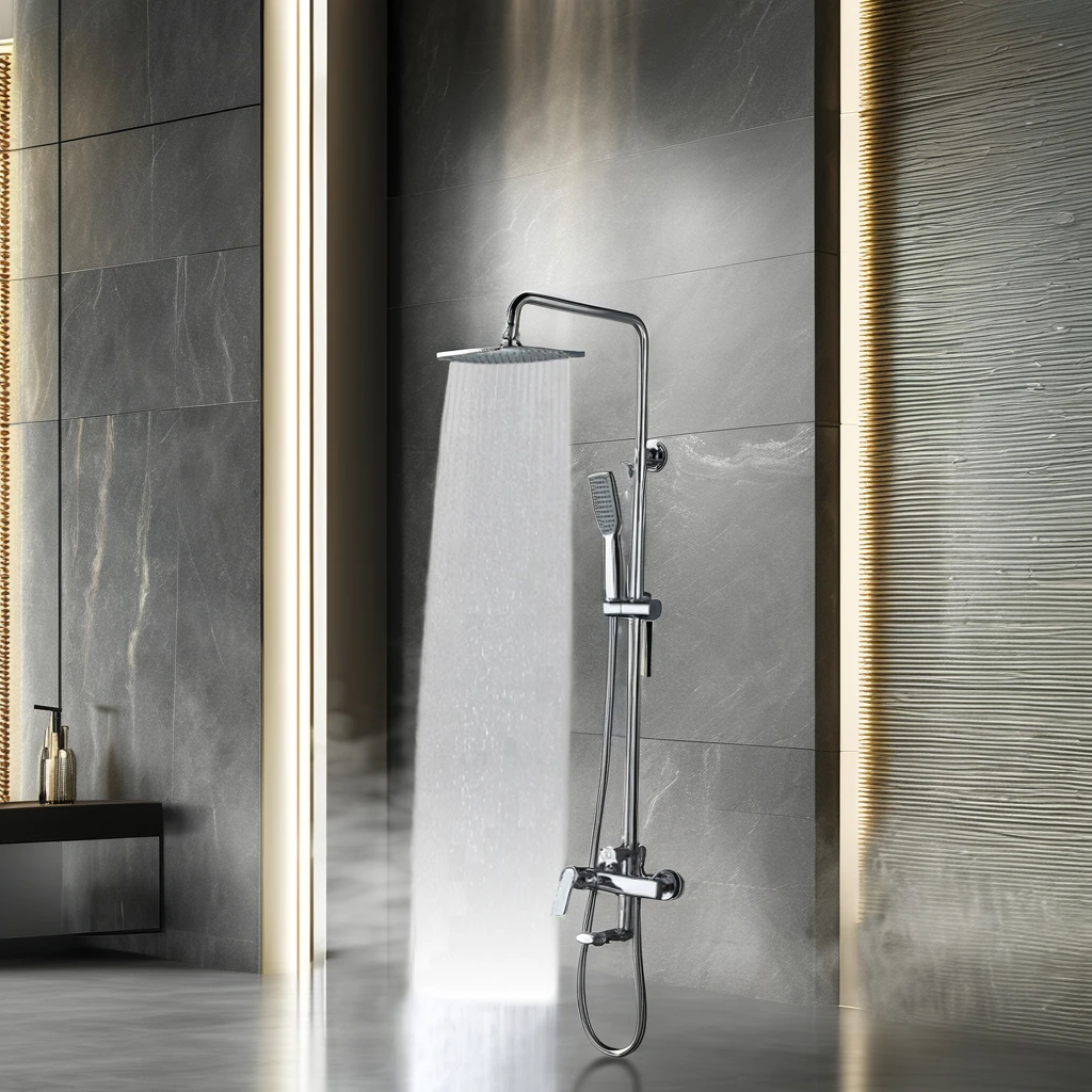 Hot Selling Modern Square Wall Mounted Shower Hot and Cold Mixer with Thermostat for Bathrooms Brass Material Chrome Finish