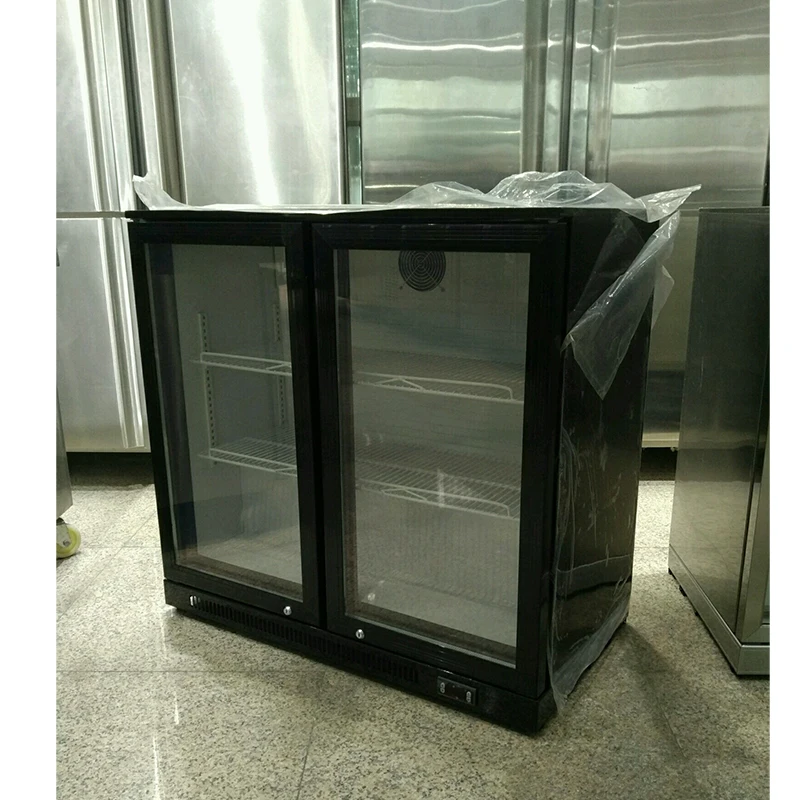 Double Glass Wholesale Commercial Freezer Fridge Back Bar Display Cooler Cabinet for Coffee Bar Shop