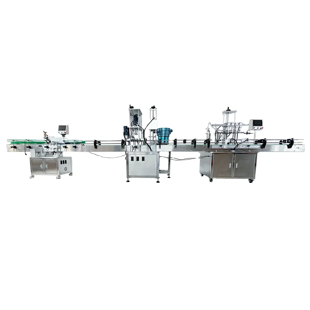 YK P3L04H factory price automatic four head liquid water filling machine,automatic capping and labeling machine with lid feeder