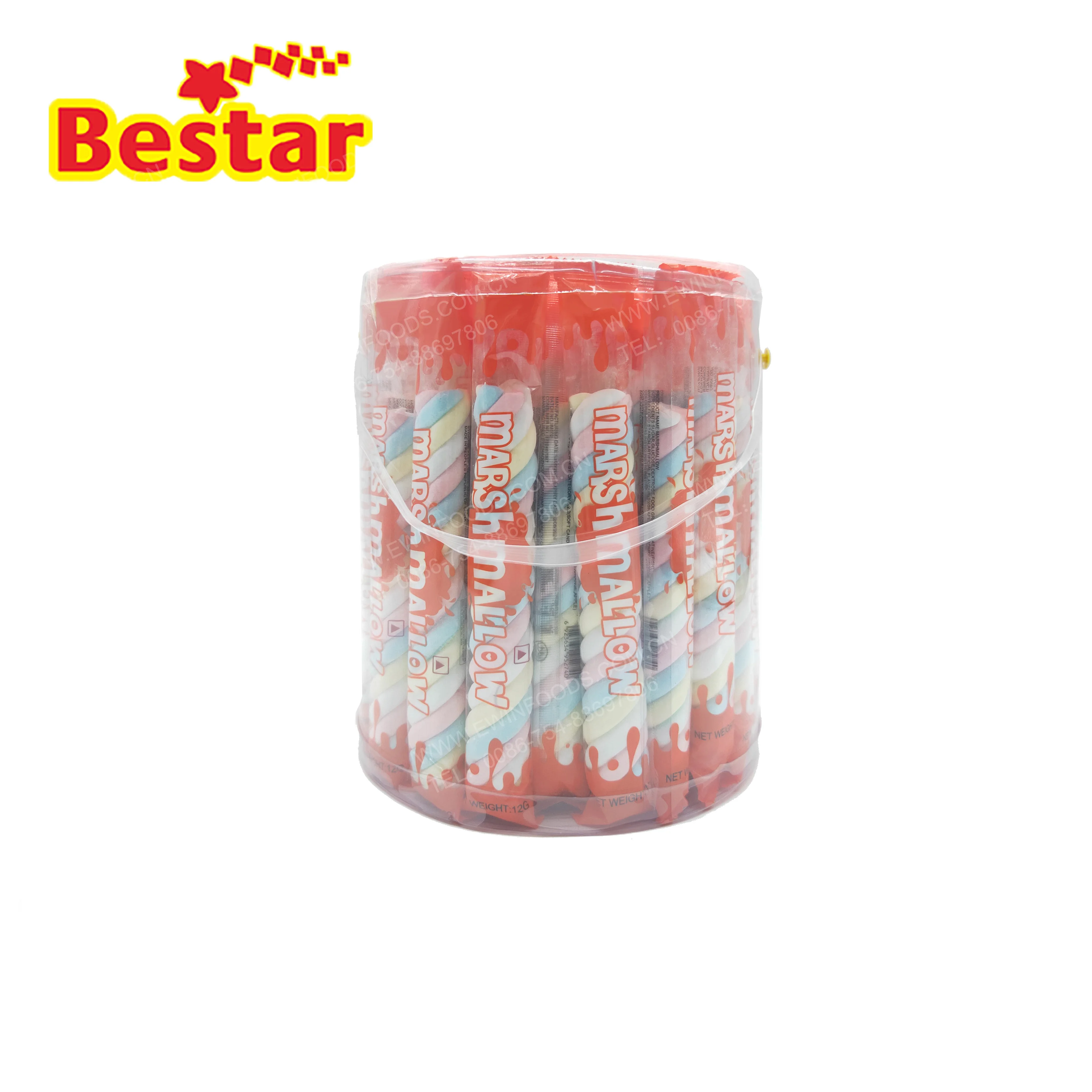 halal  marshmallow twists in barreled china marshmallow candy