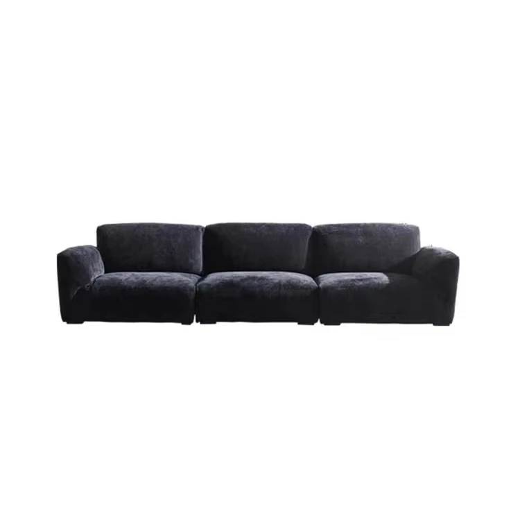 French retro sofa three-seat living room petal row Chenille down fabric sofa