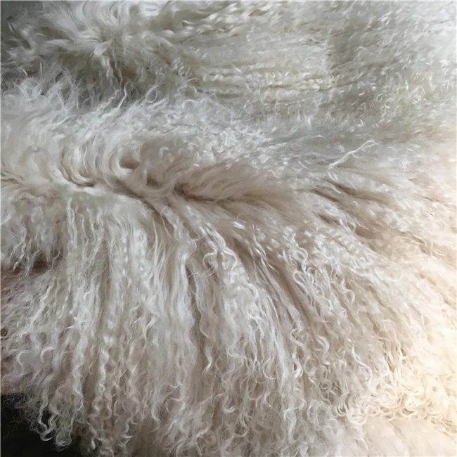 Lamb 120x60cm Yellow Sheepskin Rug Tibetan Mongolian Fur Blanket