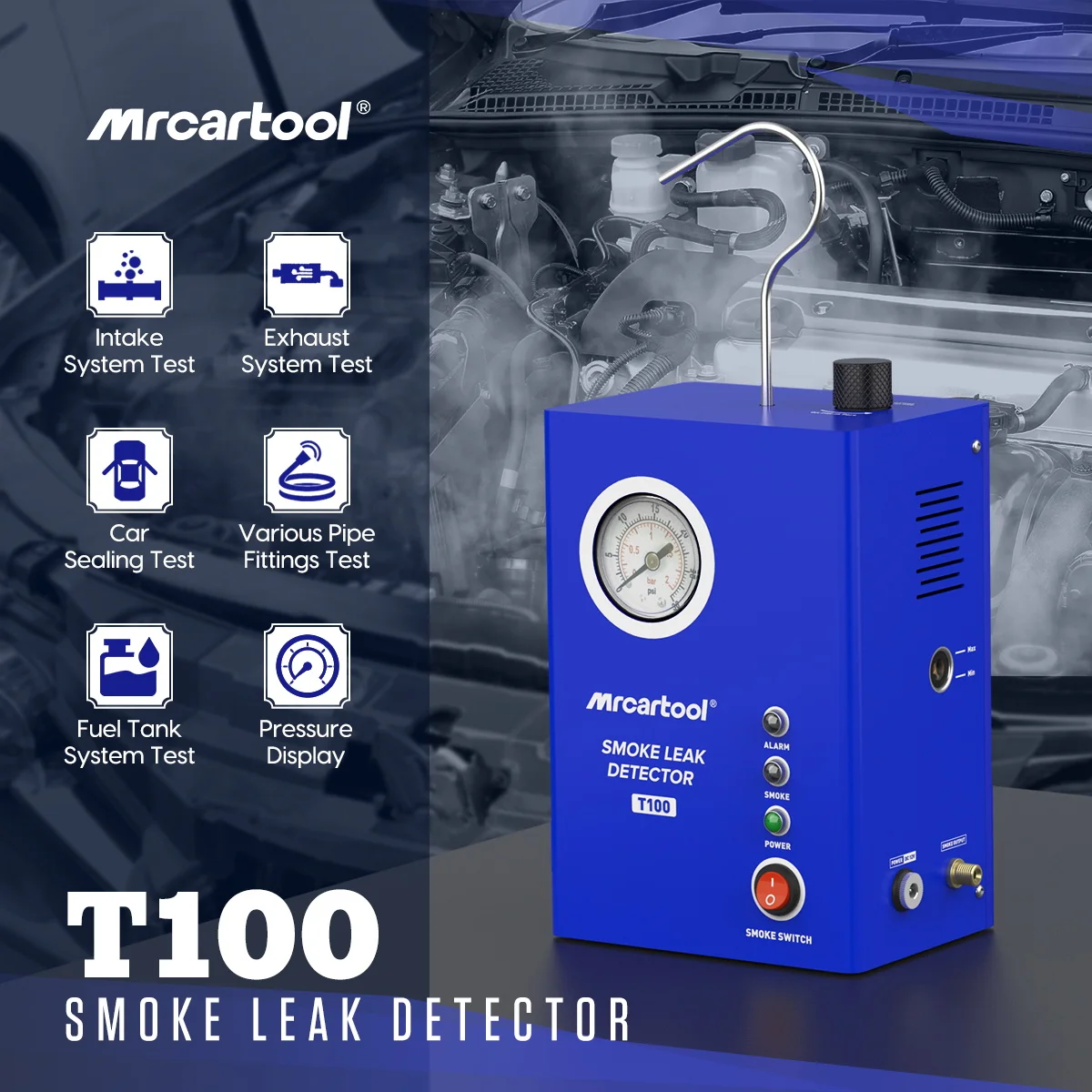 Новое поступление от производителя OEM MRCARTOOL T100 Автомобильный анализатор выхлопных газов EVAP тестер утечки газа диагностический детектор дыма