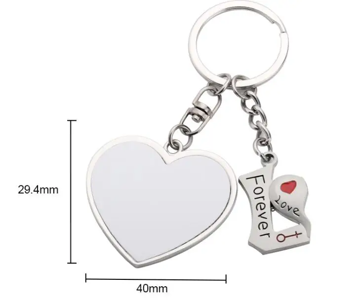 customized sublimation photo gifts two heart love magnet metal keychain