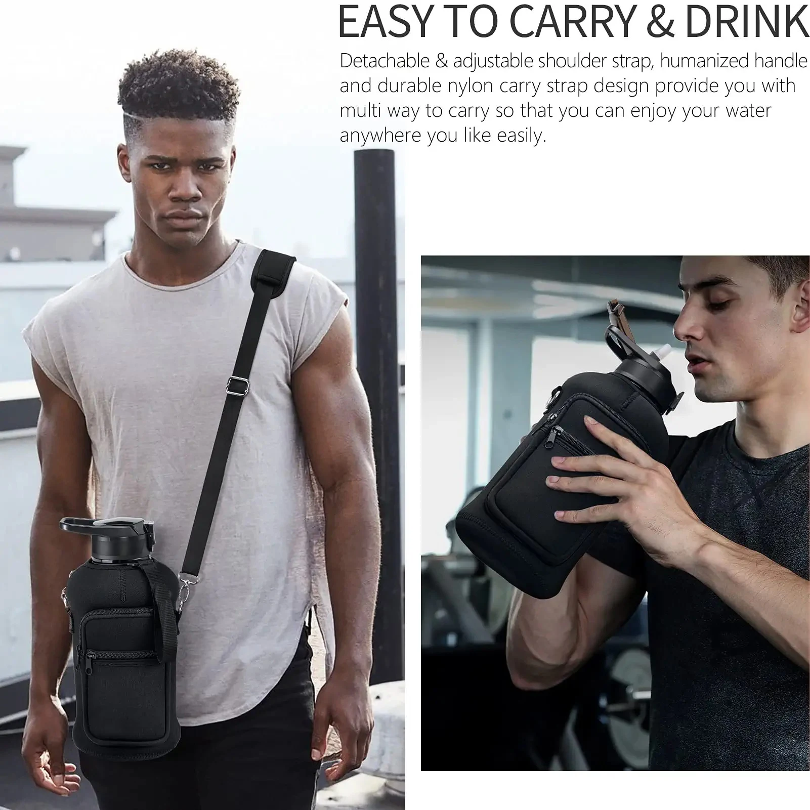 Gym Jug Motivational Half Gallon/2.2l /one Gallon/1 Gallon Water Bottles with Sleeve Bpa Free Custom Logo Plastic Minimalist