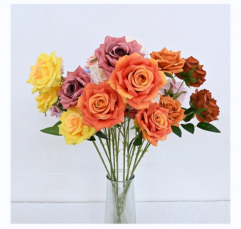 Hot Sale Spot Artificial Brazilian Rose Wedding Hotel Decoration Flowers Three Headed Diamond Rose