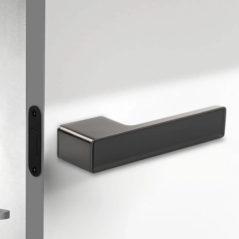 Silent Ecological Door Lock Handle Minimalist for Wooden Door Zinc Alloy Door Handle Lock with Magnetic Lock Body