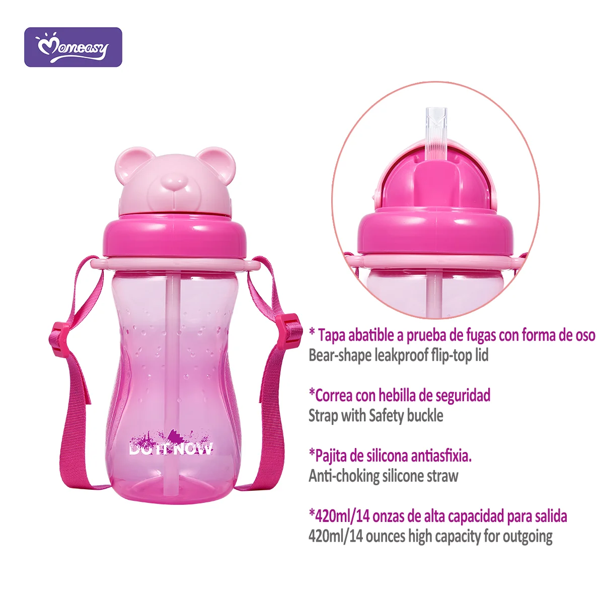 Leakproof Kids Water Bottle,420ml Baby Cup With Straw, Bpa Free Sports Water Bottle For Kids