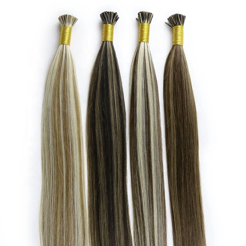 Highknight 100% Remy Virgin I Tip Hair Extensions Wholesale Straight Hair Raw Double Drawn Nano Tip Hair Extensions