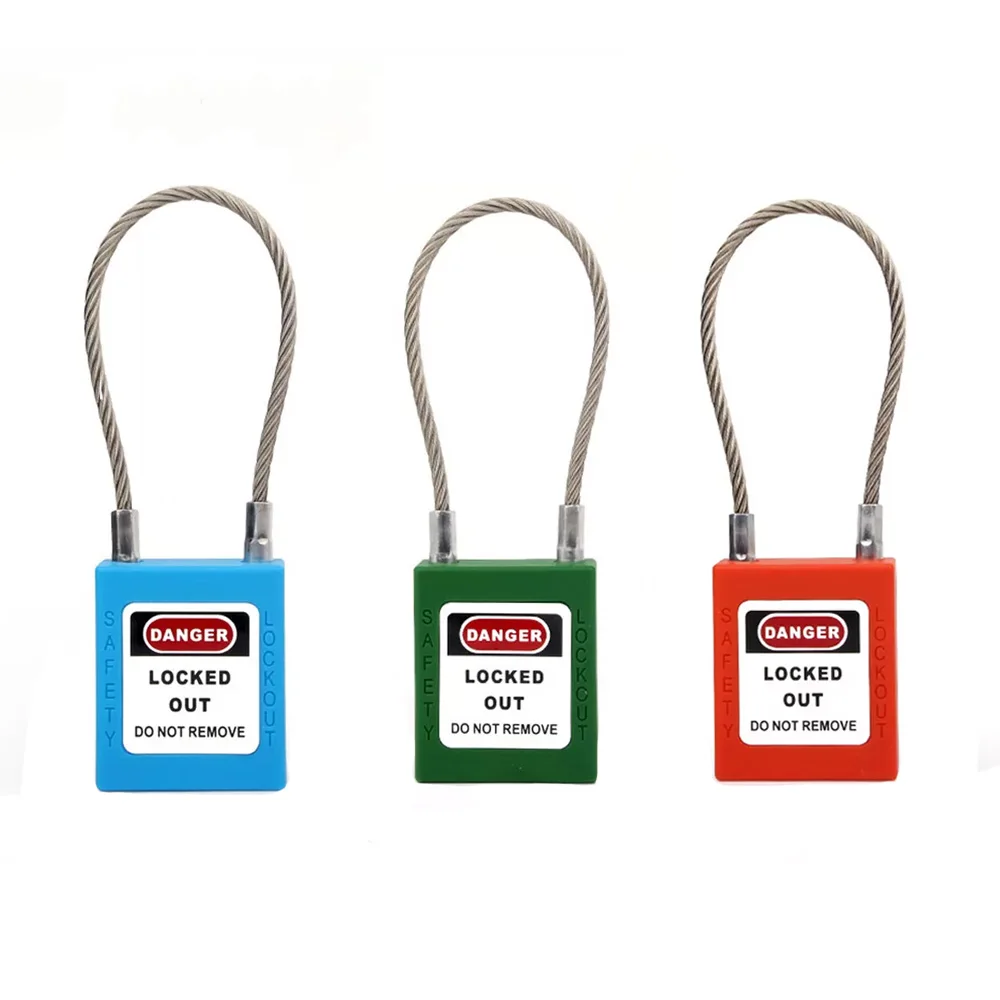 175mm Top Security Safety Lockout Tagout Safety Cable Locks out Steel Cable Wire PadLock