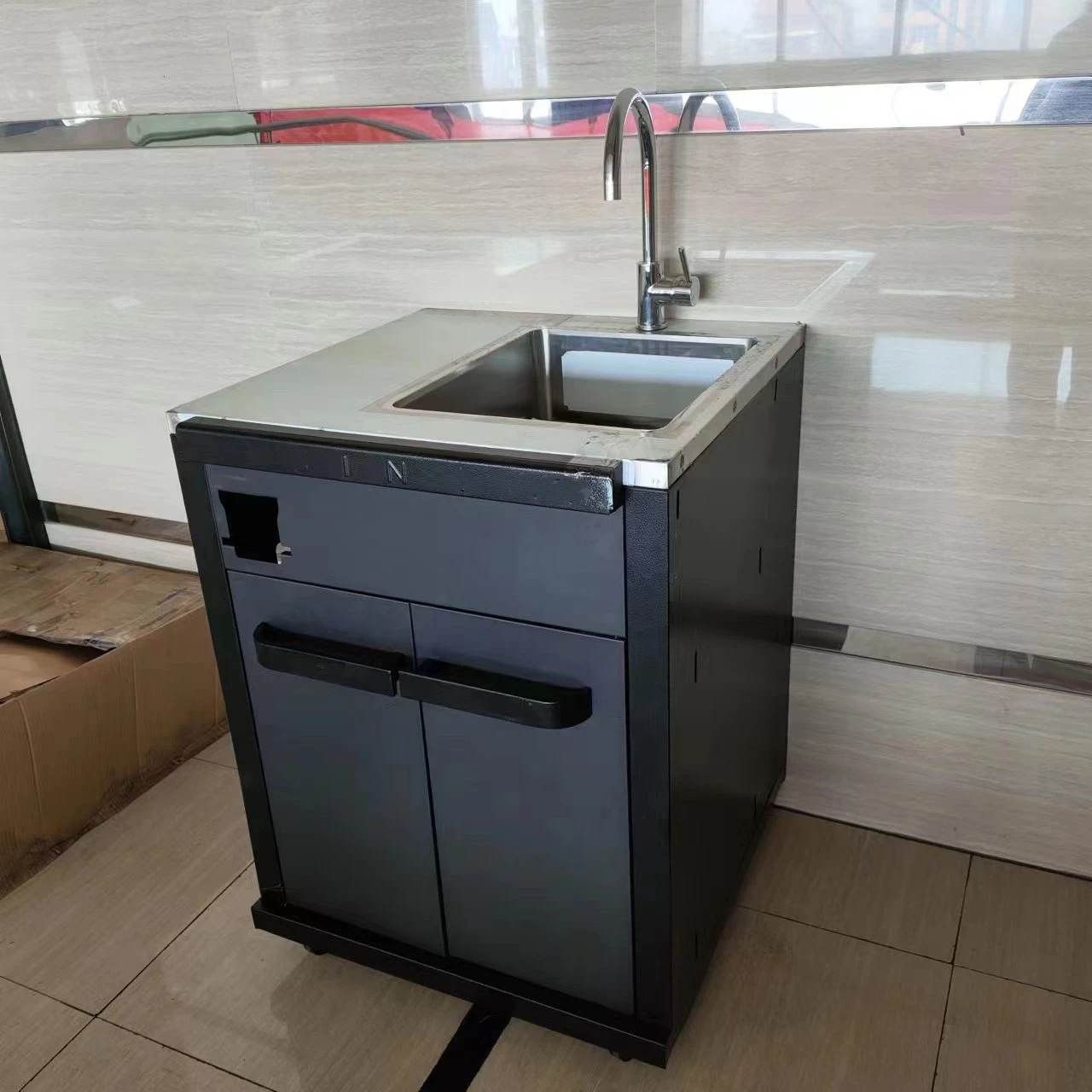 Custom Stainless Steel Cabinet Parts Laser Cut and Bended Sheet Metal Assembled Removable Kitchen Sink Cabinets