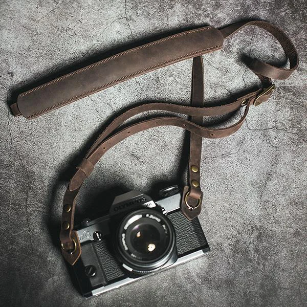 Индивидуальные регулируемый DSLR Плечевой шейный ремень из натуральной кожи для