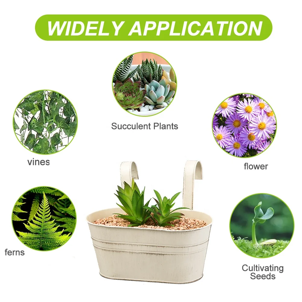 Hanging Planter Box Garden Flower Pot Holder Potted Stand Mounted Balcony Plant Basket Metal Fence