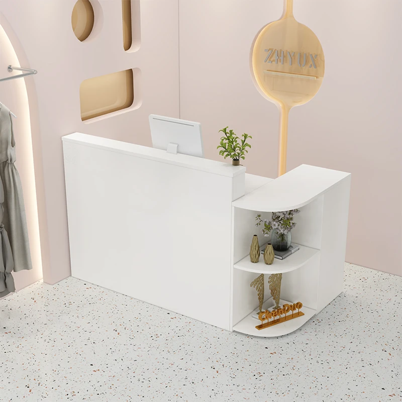 Modern Cheap Custom New Luxury Design Wood Nail Beauty Spa White Small Front Salon Counter Reception Desk