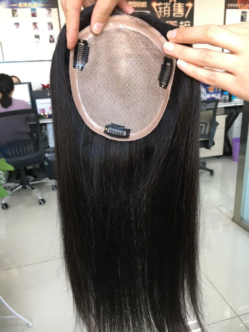 100% Virgin Human Hair Toupee Base Luxury 1 Piece INDIAN Hair Straight for Woman, Skin Feeling Silk 2-3 Years