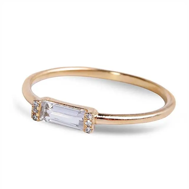  Золотая Vermeil Серебряная основа 18k позолоченные 2 миксона Baguett zc бриллиантовое кольцо ювелирные изделия на