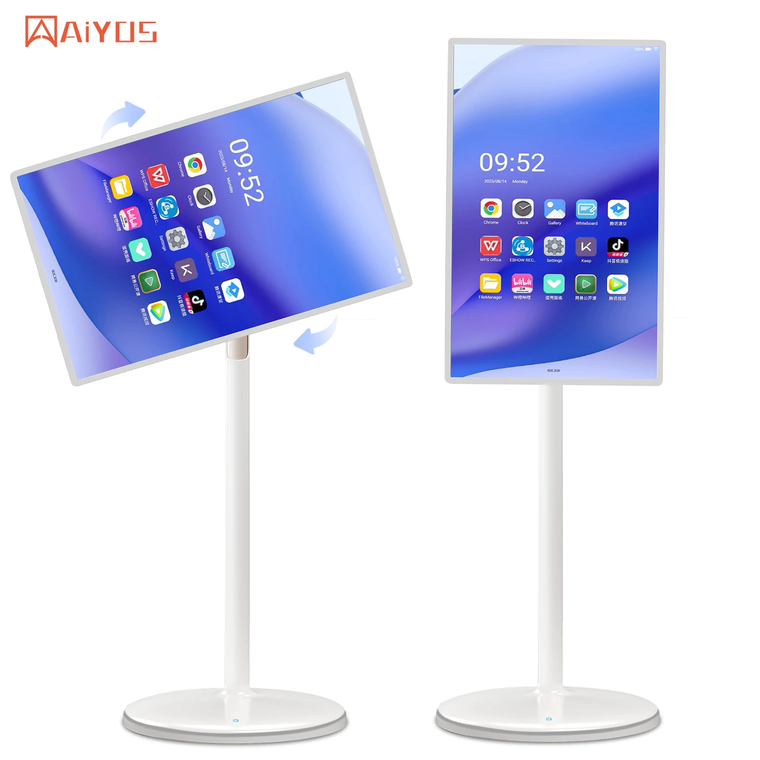 Free Stand Digital Signage Portable Video Player Multi Touch Display Portable Movable  27/32inch TV Advertising Video Player