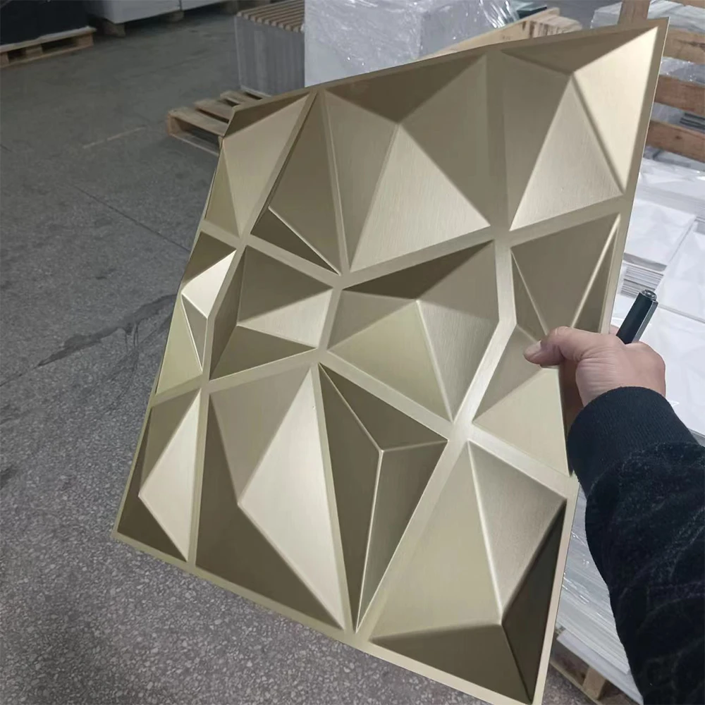 Luxury wall cladding interior pvc wallpaper decoration waterproof pvc 3d wall panels/board diamonds champagne gold
