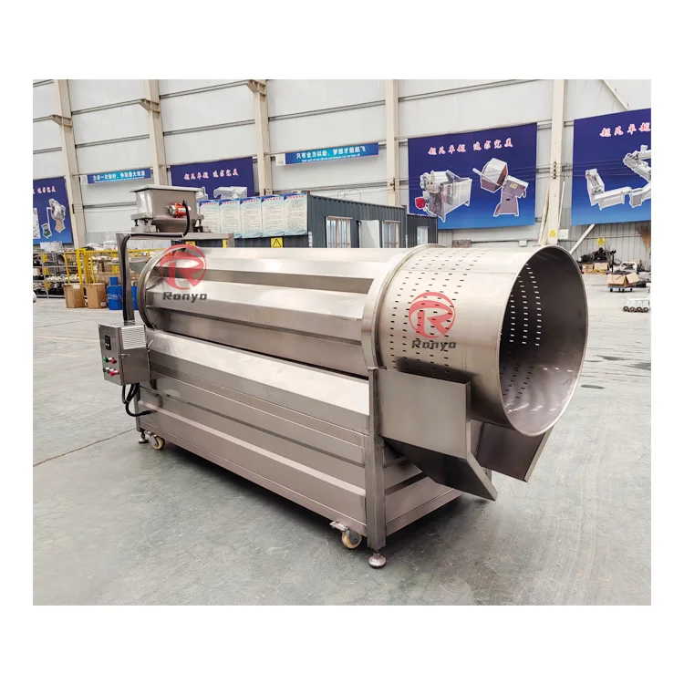 Fully Automatic Continuous Snack Food Mixer Flavored Nuts Drum Seasoning Machine