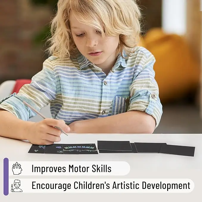 Scratch Paper Art Set 10 Sheets Rainbow Magic Scratch Art Black Scratch It Off Paper Crafts Notes Drawing Boards Sheet