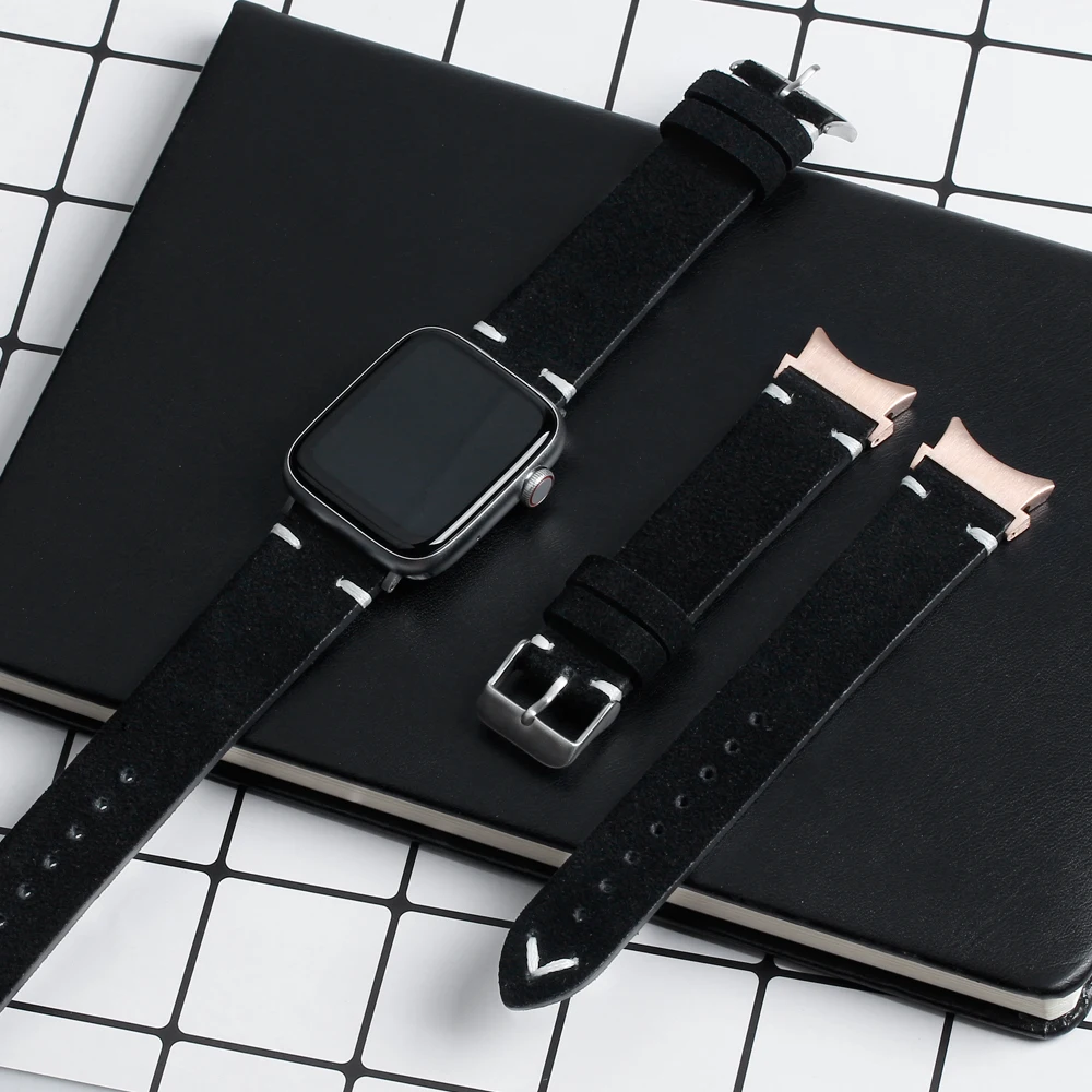 top grain suede genuine leather watch straps bracelet 20mm 22mm smart leather watch strap