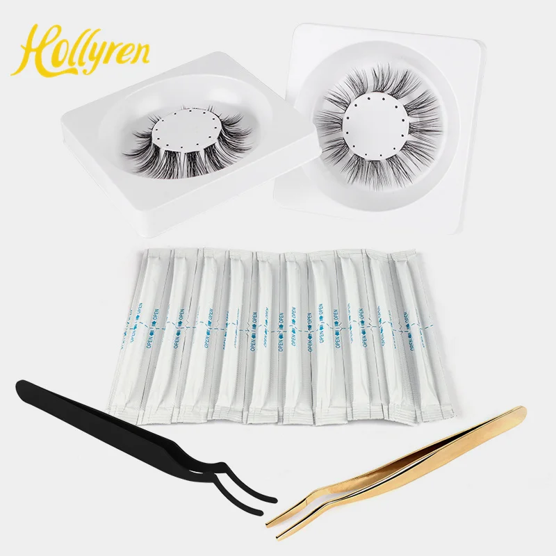 Hollyren Self Apply Diy Eyelash Extension Kit Superfine Clear Black Band Lashes Individual Diy Lashes Kit With Applicator Glue