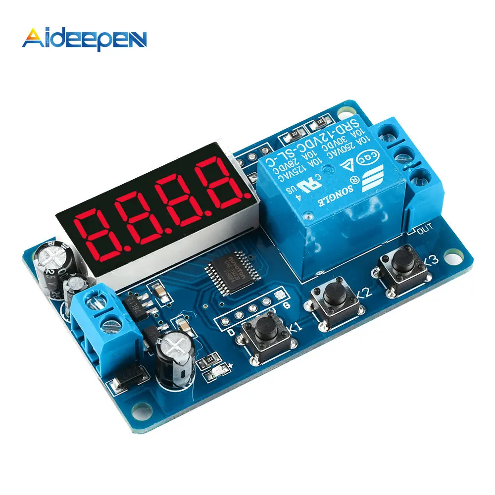 12V 1 CH Timer Delay Control Relay Module Power Supply Board Switch 4 Bits LED Digital Tube Display Relay Module