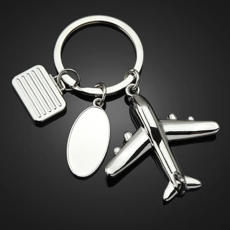 Creative 3d Aircraft Keychain Pendant Aviation Model Ornaments Keyring Metal Airplane Keychain Keyring
