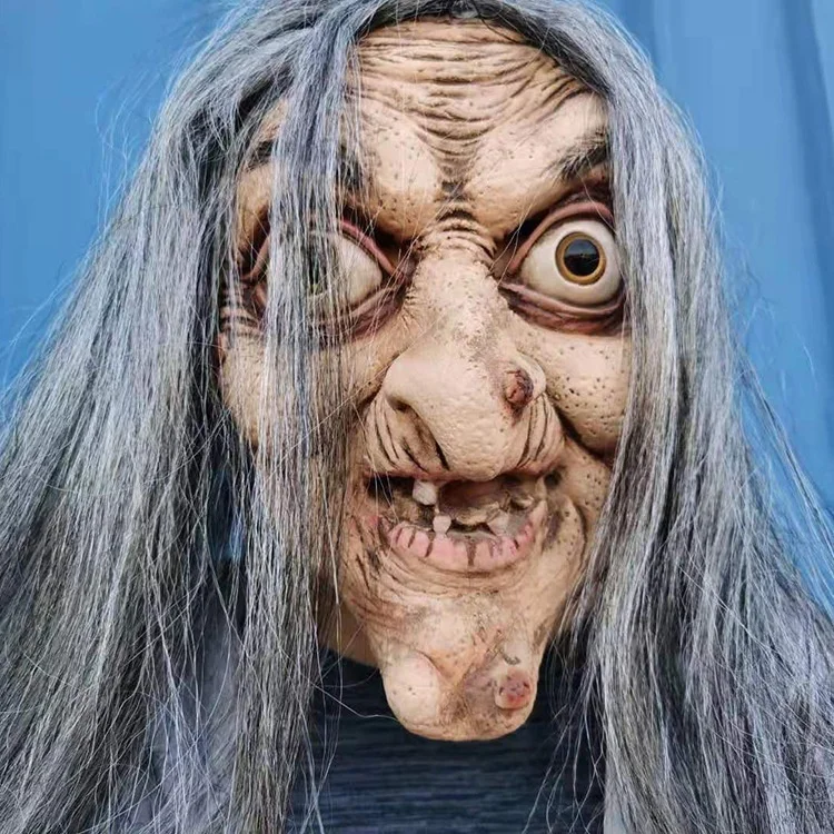 Halloween Horror Witch Mask Latex Head Witch Granny Masks Stage Performance Props Events Cosplay Party Supplies
