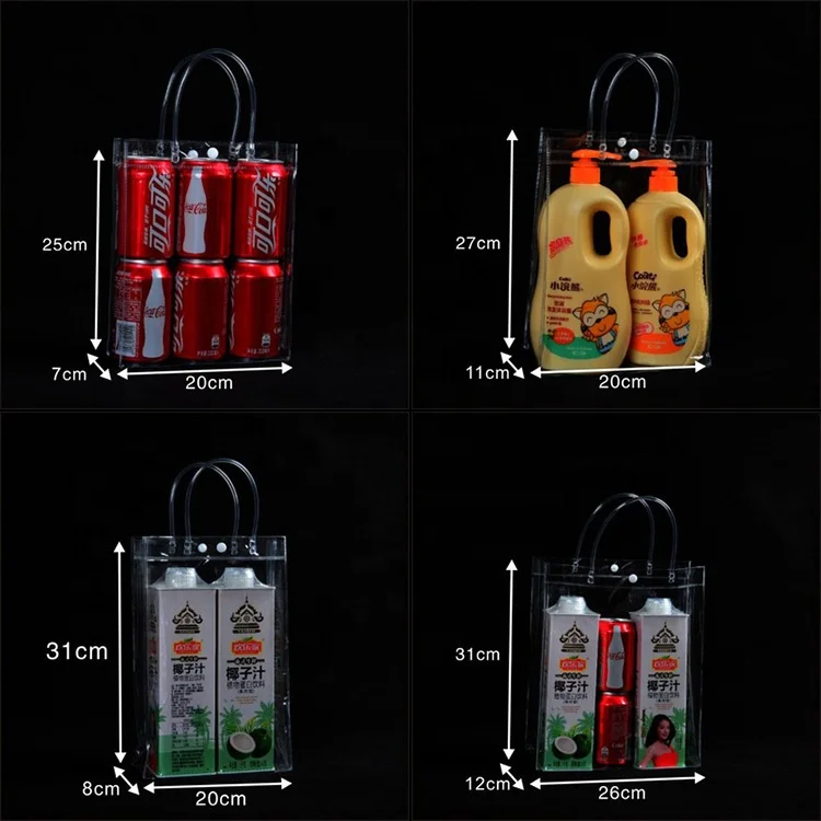 2021 fashionable style clear transparent pvc beach handle tote bag for shopping gift promotional with handles and Hasp