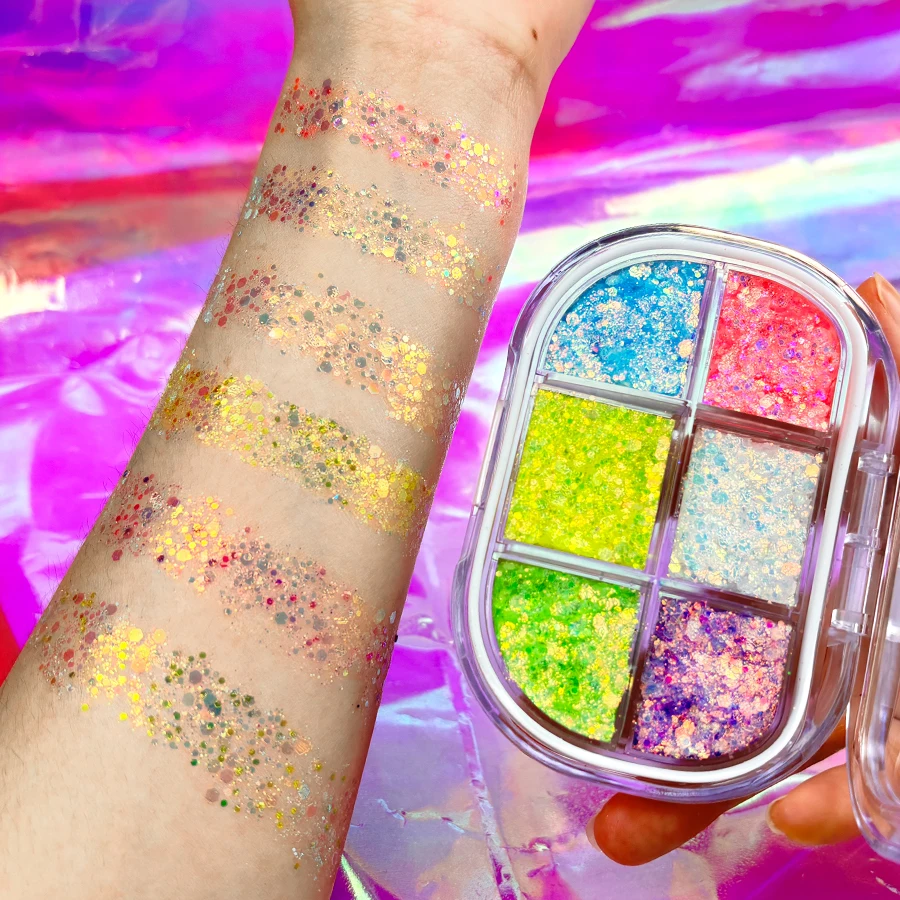 Beauty factory wholesale glitter high pigment powder customized private label glitter vegan  high quality eyeshadow palette