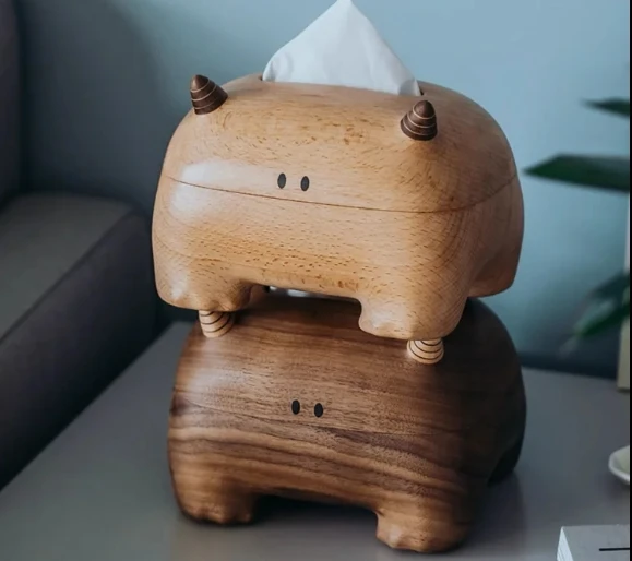 W482 Handcrafted monster walnut beech wooden tissue box