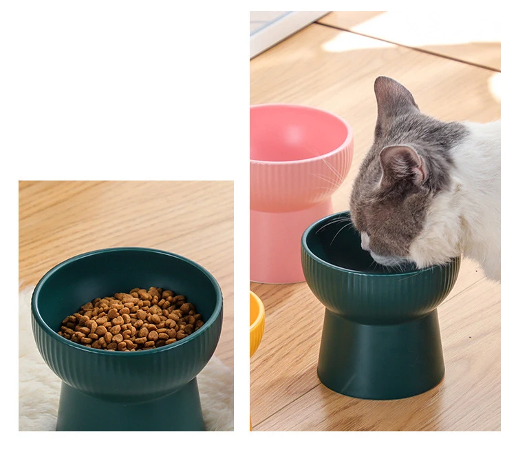 Hot Selling Pet Ceramic Bowl Tall Slant Flat Raised Bowl for Cats and Dogs Ceramic Pet Bowls and Feeders