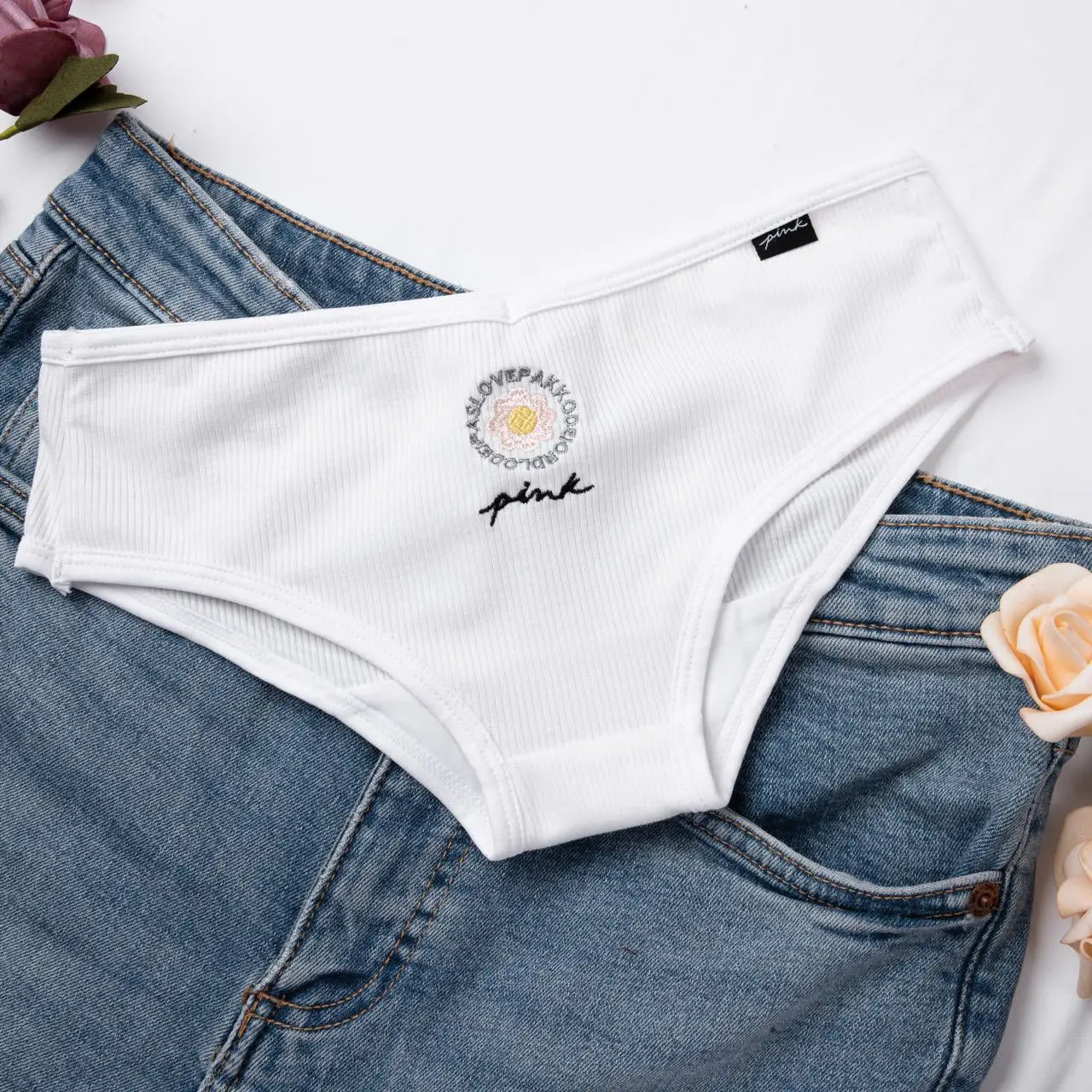 Women Cotton Ribbed Underwear Women Panties Low Waist Sexy Secret PINK Brand G-string Lingerie Brief Seamless Panty 0559