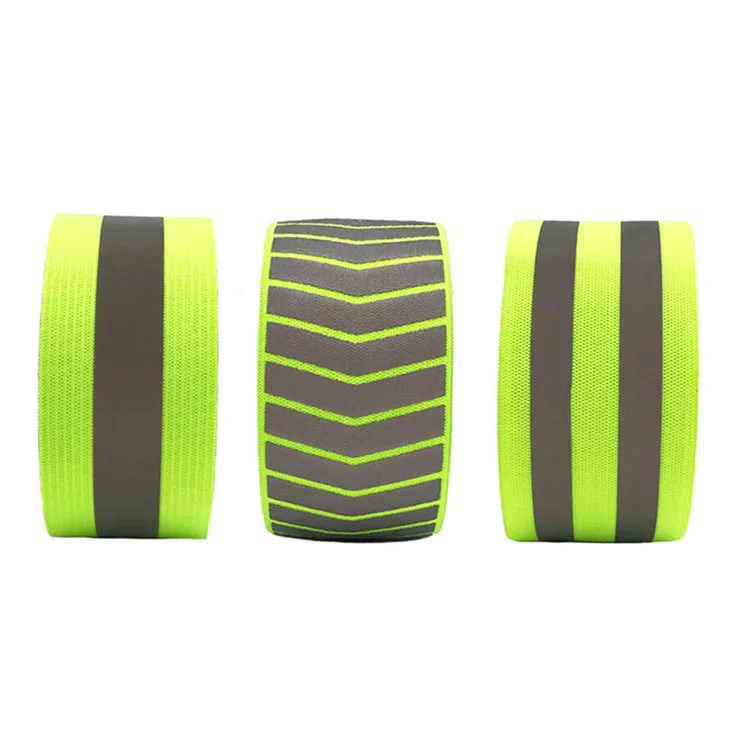 
fluorescent elastic yellow reflect ankle hand wrist strap for outdoor Safety 
