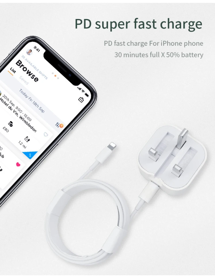  Сетевой Usb-адаптер DAZ для быстрой зарядки Pd Qc3.0 вилка стандарта Великобритании PD Type C зарядное устройство 20 Вт iphone 12 Pro 6S