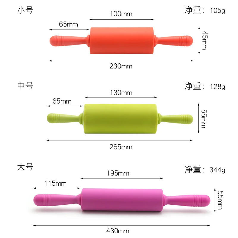 Durable Mini Silicone PP Handle Pastry Rolling Pin Funny Kids Use Easy Rolling Stone Material Pastry Boards with OEM Logo Baking