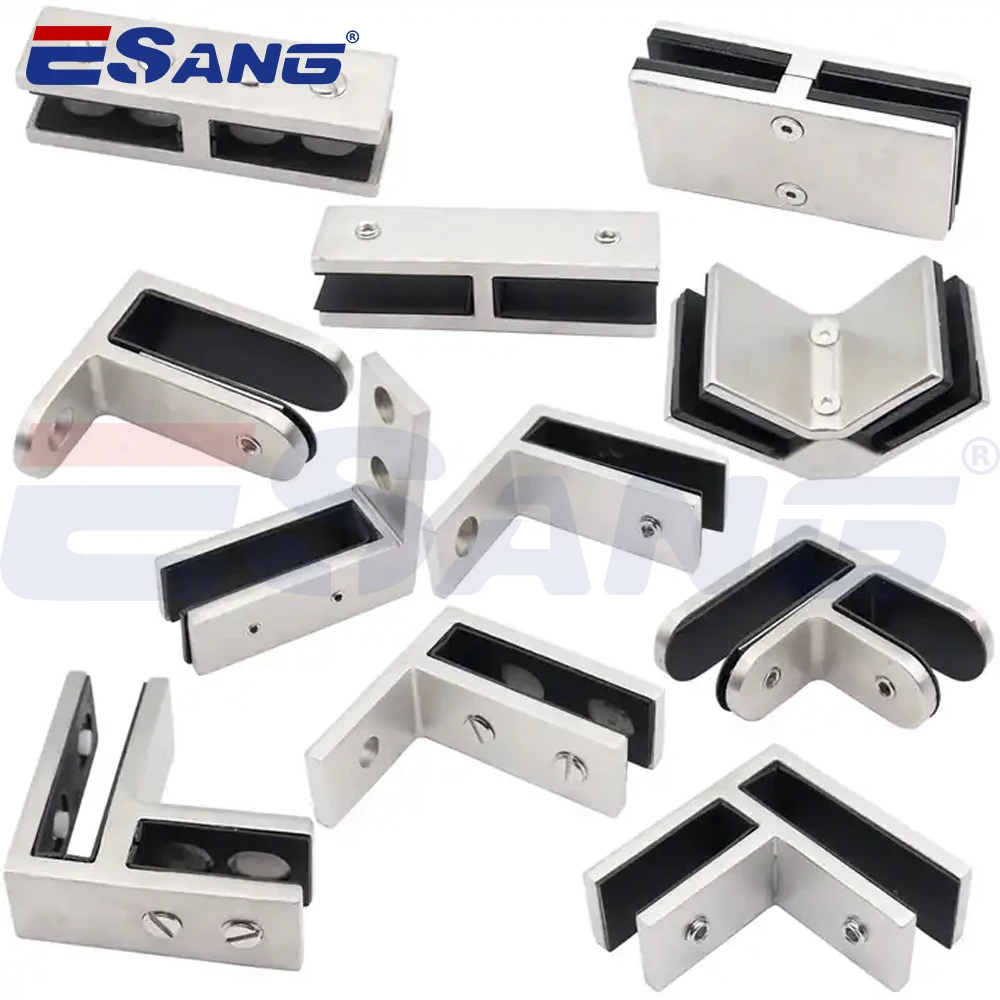 ESANG Railing Accessories Sliding Glass Door Fitting Stainless Steel 304 D Shaped Glass Clamp Brackets For 1/2 Glass