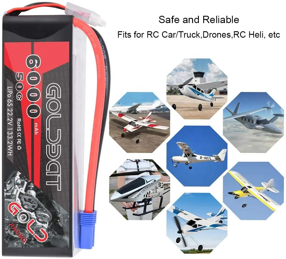OEM Good Quality Factory Wholesale 6S 6000mAh 50C 22.2V RC Helicopter lipo drone battery