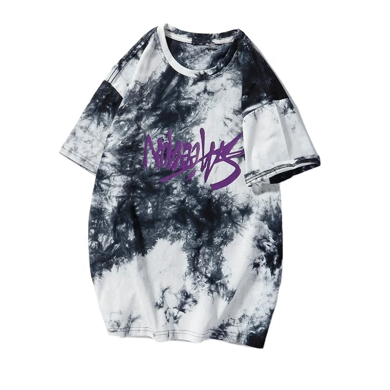 Ретро тай-дай футболка с короткими рукавами и принтом в виде японского бренда для мужчин; Повседневная футболка с короткими рукавами с футболка