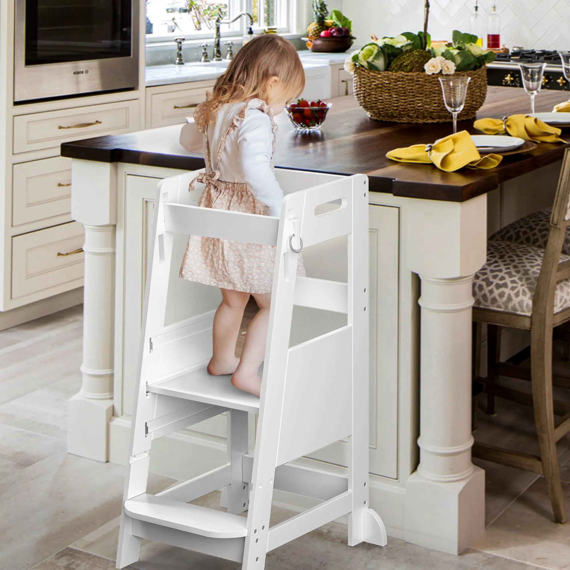 Folding Toddler Montessori Helper Tower Wooden Learning Tower Kitchen Step stool