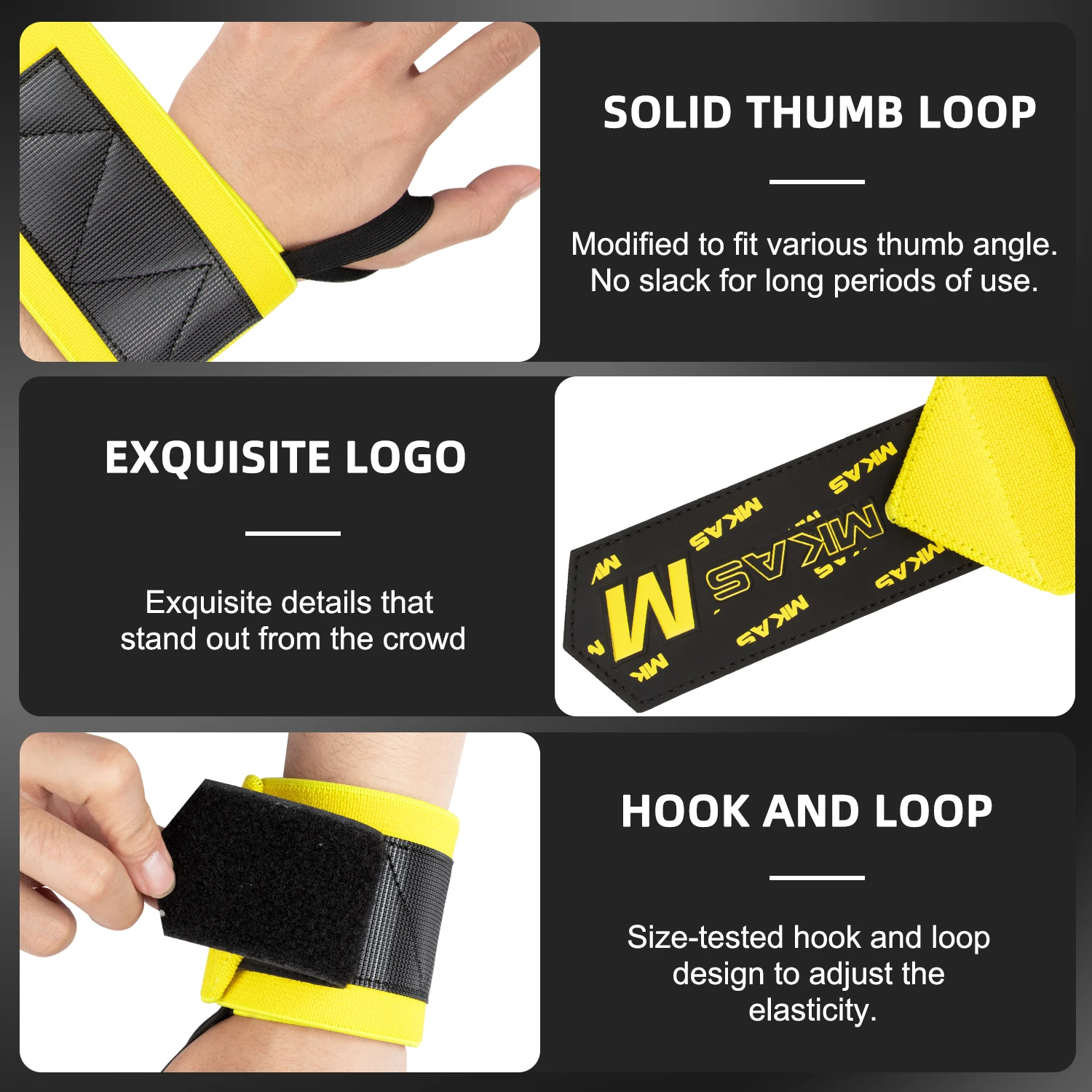 MKAS High Quality Hot Sale Wrist Wrap Custom Fitness Weightlifting Breathable Weightlifting Anti-slip Wrist Wraps