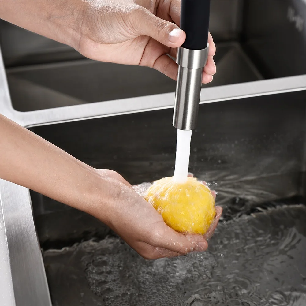 Modern brass quality single lever brush nickel finished flexible pull down kitchen sink faucet tap