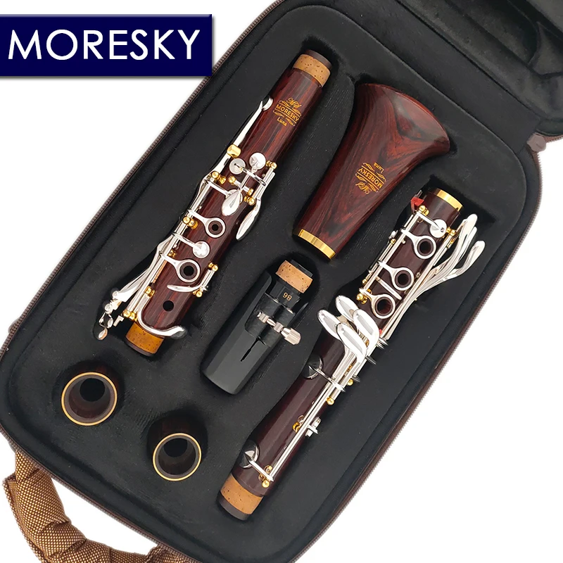 MORESKY Red Wood Professional Clarinet Bb Cocobolo Clarinet Silvering keys Sib Klarnet
