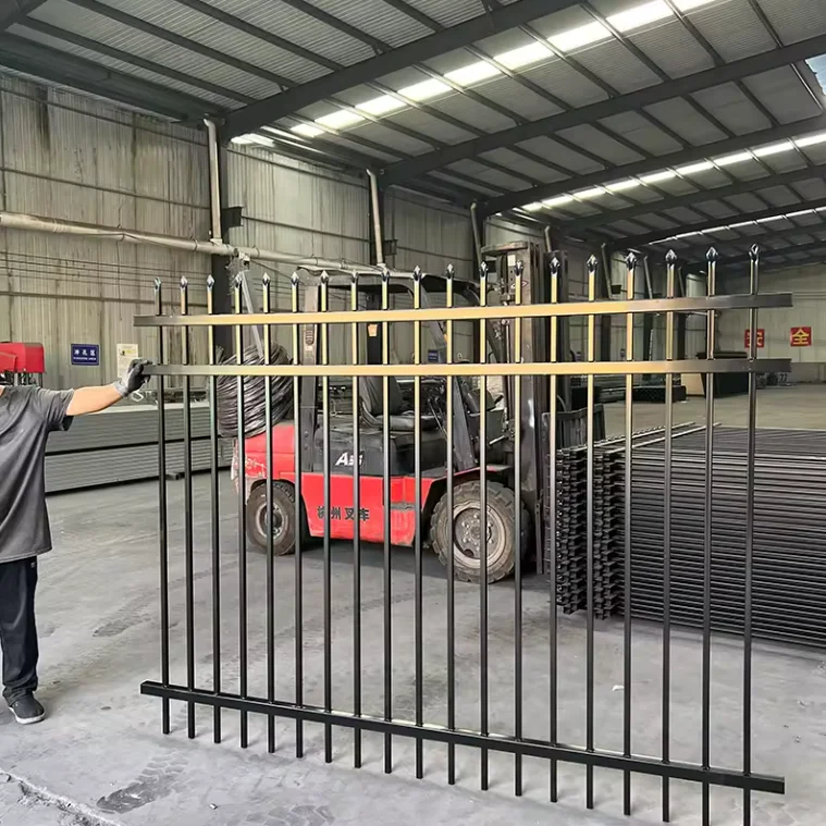 High quality outdoor wall fence galvanized steel fence black powder coated guardrail plate steel fence